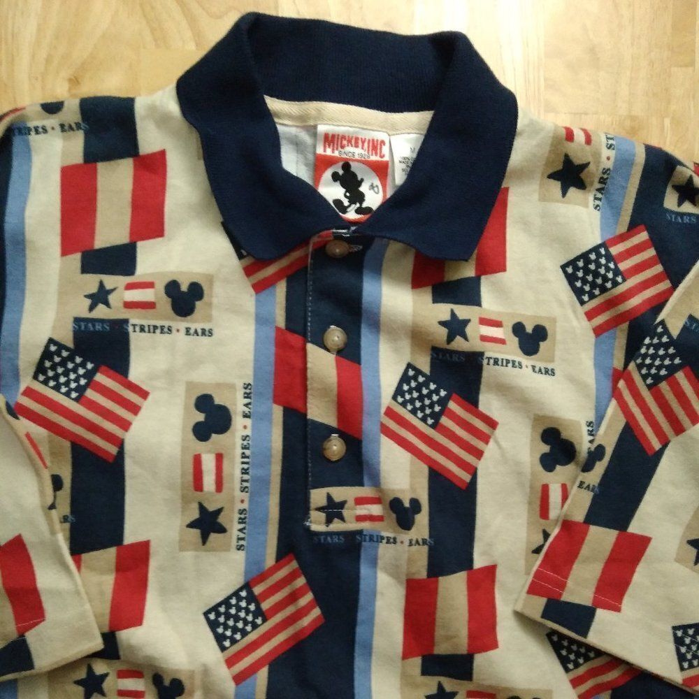 Vintage Mickey Inc. Stars Stripes Ears Disney Mouse Polo Shirt
